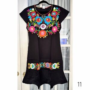 Mexican Floral Embroidered Dress S/M